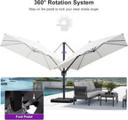 PURPLE LEAF 9.8' X 9.8' Left-right Tilting Patio Umbrella Outdoor Cantilever - Image 7