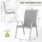 UDPATIO Patio Chairs Set of 2, Stackable Silver Outdoor Dining Chairs - Image 3