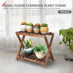 Small Plant Stand Indoor 2 Tier Table Top Flower Succulent Stand Desk Wood - Image 6