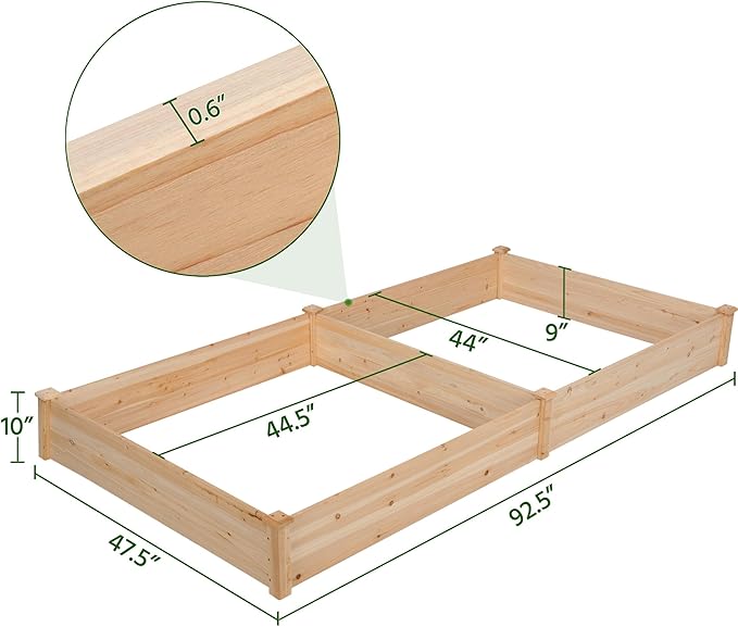 Yaheetech 8×4ft Wooden Horticulture Raised Garden Bed Divisible Elevated - Image 3