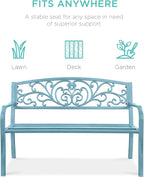 Best Choice Products Outdoor Bench Steel Garden Patio Porch Furniture - Image 3