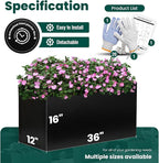 Black Planter Box Galvanized Steel Rectangular Metal Planter 36" L x 12" W x - Image 3