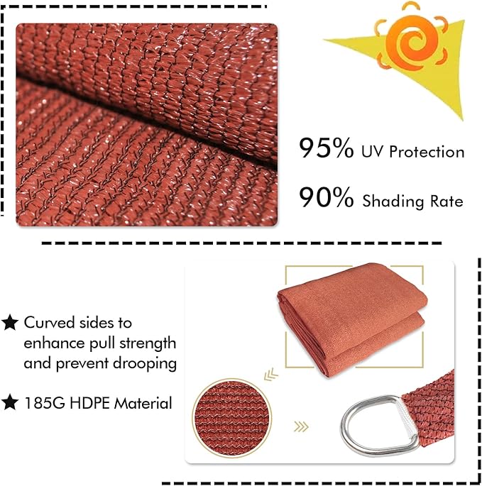 KANAGAWA 22'X24' Rust Red Custom Size Sun Shade Sail Rectangle UV Block Canopy - Image 3