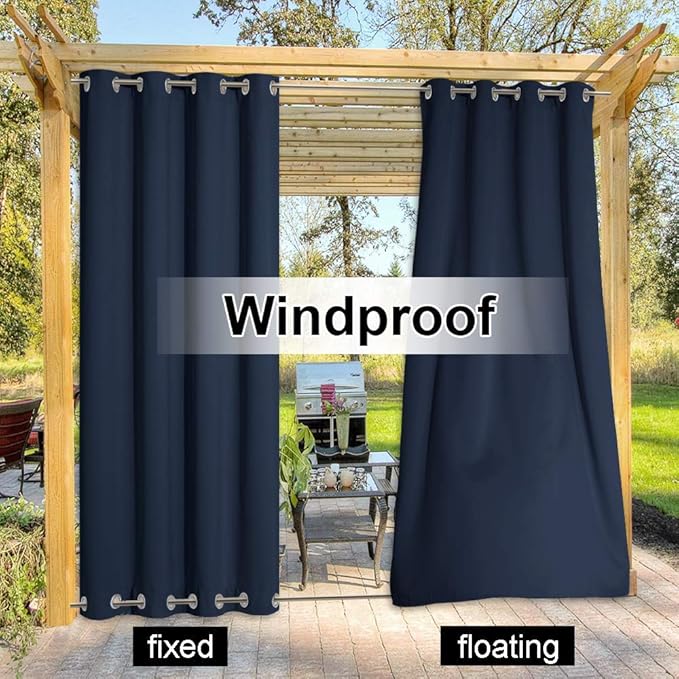 NICETOWN Outdoor Curtain for Patio Waterproof, Rustproof Top and Bottom Grommet - Image 4