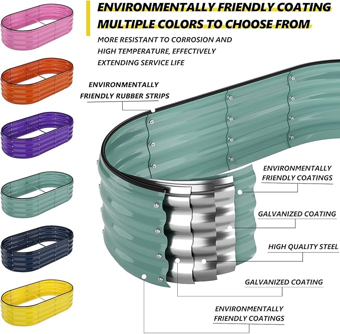Galvanized Metal Planter Round Raised Garden Bed Kit - Image 3