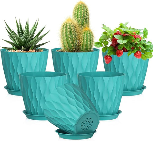 5 inch Plant Pots for Indoor Outdoor Plants, 6 Pack Flower Pots by Meowell