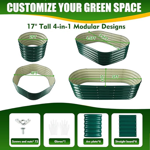 17" Tall Elevated Oval Metal Raised Garden Bed - 5ft x 2ft in Size and 0.8MM - Image 2