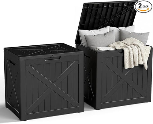 31 Gallon Outdoor Storage Box, Large Resin Deck Box by Unknown