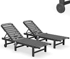 SERWALL Outdoor Chaise Lounge Set of 2, All-Weather HDPE Pool Lounge Chairs - Image 3
