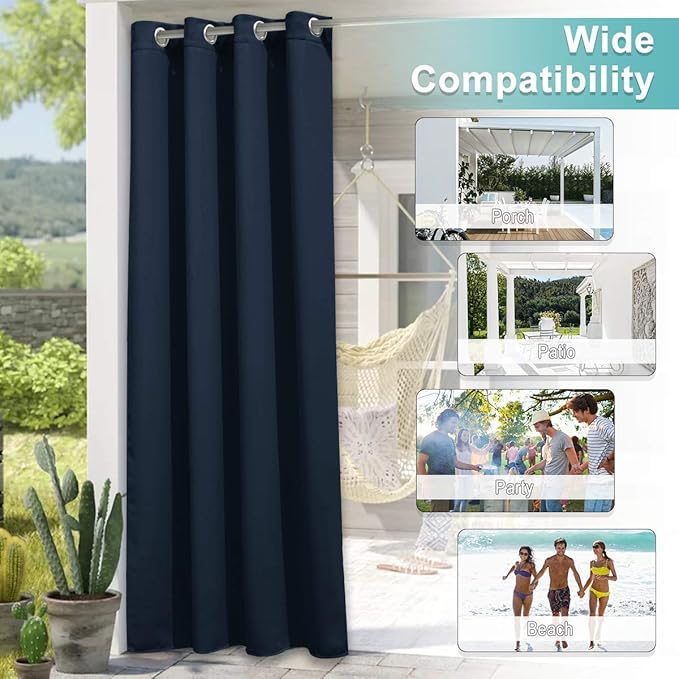 NICETOWN Outdoor Patio Curtain Waterproof, Sun Blocking Weatherproof Porch - Image 8