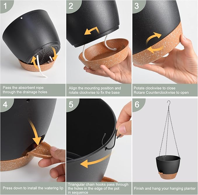 Hanging Planters for Indoor Outdoor Plants, 1 Set Self Watering Hanging Pot - Image 4