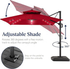 Best Choice Products 12x12ft LED Cantilever Patio Umbrella w/Base Included & - Image 5