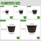 6 Pack 8 Inch Retro Plant Pots, Vintage Striped Flower Pots - Image 4