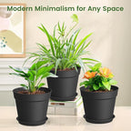10 Pack 6 Inch Plant Pots with Drainage and Saucers, Stackable Nursery Planters - Image 6