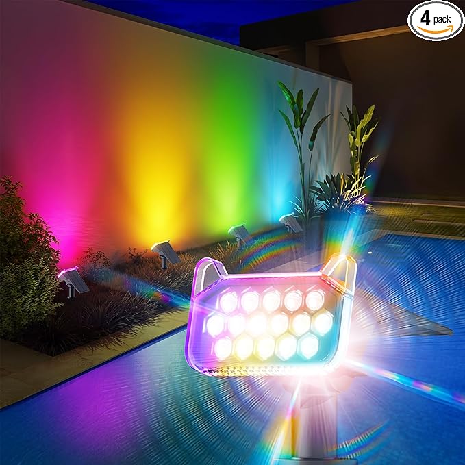 WdtPro 4 Pack Solar Color Changing Lights, 10 Lighting Modes Solar Lights by WdtPro