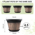 Quarut Large Plastic Plant Pots Set of 4 Pack13 inch, Whiskey Barrel Planters - Image 2