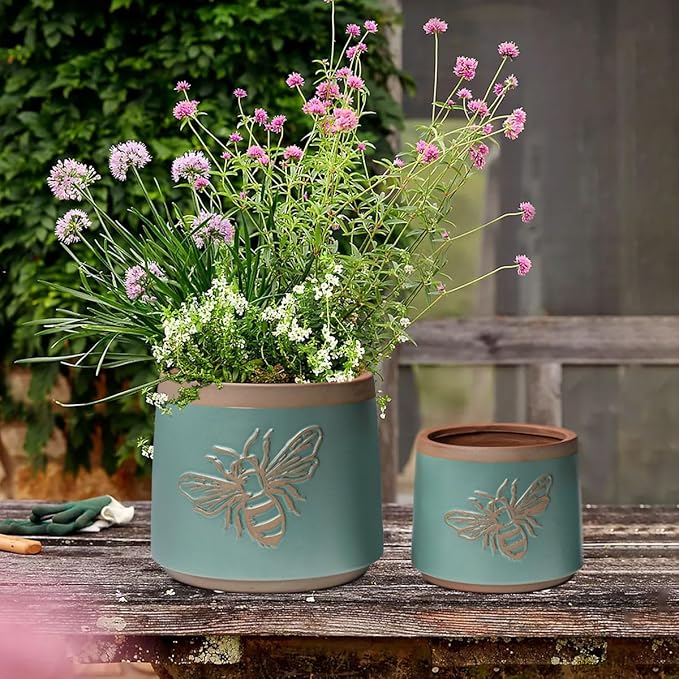 YBX Terracotta Pots with Drainage Holes, Bee Decor, Planter - Image 4