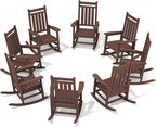 SERWALL HDPE Outdoor Rocking Chair Set of 8, Patio Rocking Chairs by SERWALL