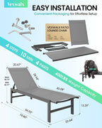 Outdoor Lounge Chairs Set of 2, Aluminum Patio Chaise Lounge Chairs - Image 3