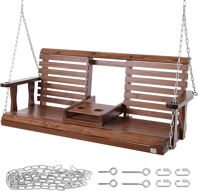 VEVOR Wooden Porch Swing 5 ft, Patio Bench Swing - Image 9