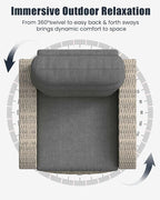 Outdoor Swivel Recliner Chair Set of 2, All-Weather Wicker Reclining Patio Chair - Image 7