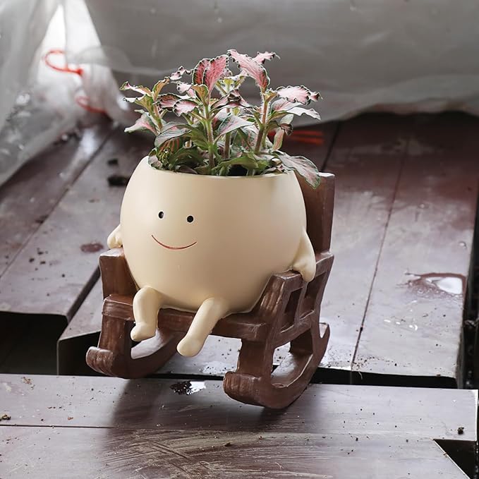 Smily Face Planter Pot Cute Resin Flower Head Planters - Image 2