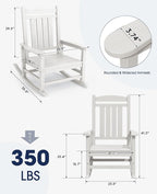 KINGYES Oversized Outdoor Rocking Chair Set of 4, High Density Polyethylene - Image 3