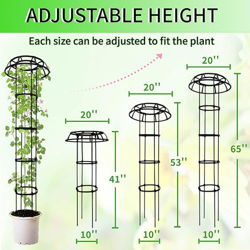 2-Pack 65-Inch Garden Trellis for Climbing Plants, Heavy-Duty Metal Obelisk - Image 2