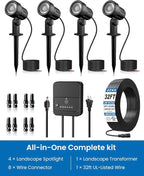 ZZXX All-in-One LED Landscape Lighting Kit, 2700K Waterproof Outside Spotlights - Image 3