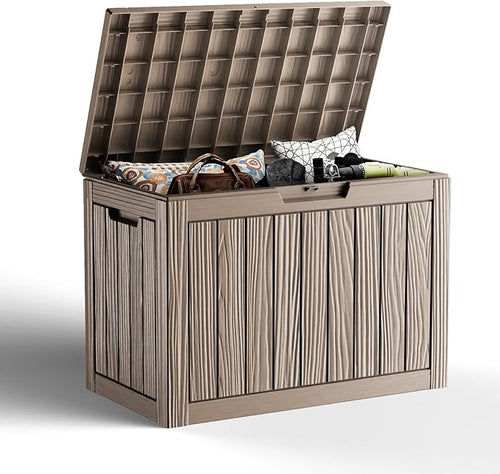 45 Gallon Outdoor Storage Box, Weather Resistant & Waterproof Resin Deck Box by KFY