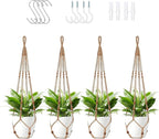 Jute Macrame Plant Hanger Indoor Set of 4 Hanging Planter Basket Flower Pot by Unknown