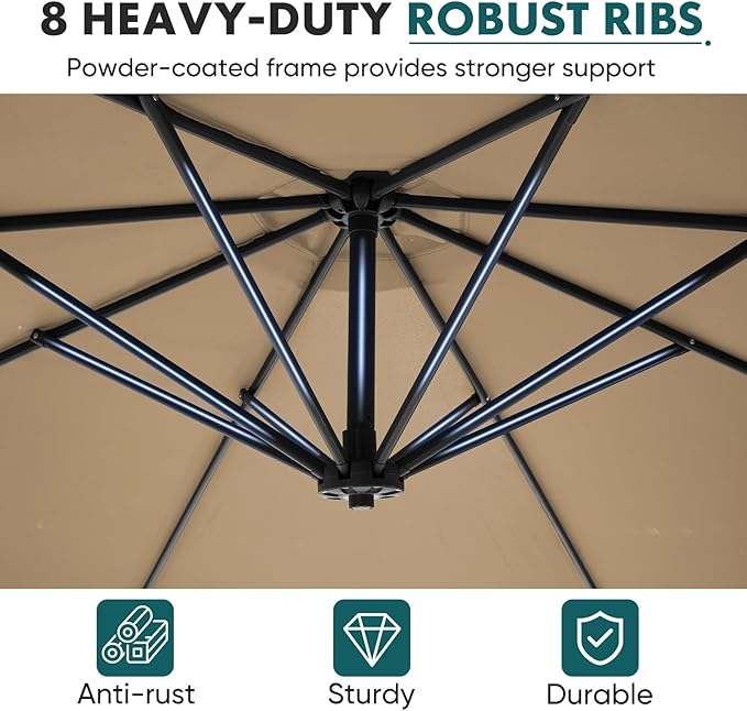 OLIXIS 9.7FT Offset Patio Umbrella - Image 4