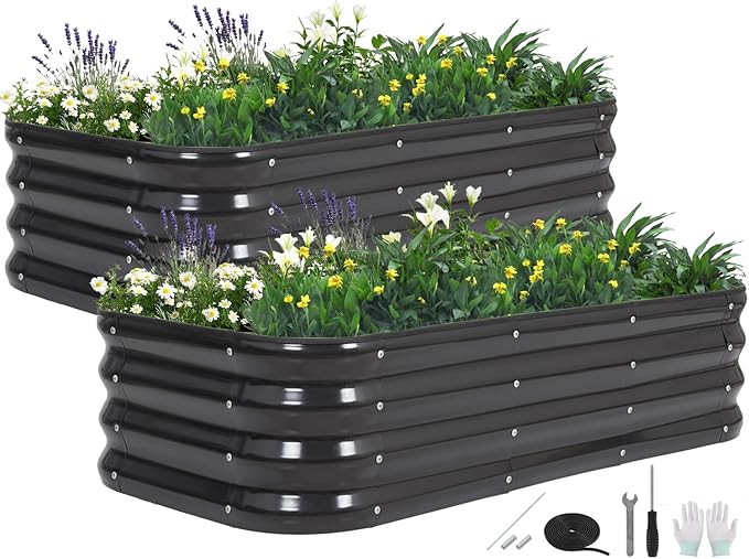3 in 1 Galvanized Raised Garden Bed by BIRDSINYARD