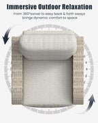 Outdoor Swivel Recliner Chair Set of 2, All-Weather Wicker Reclining Patio Chair - Image 7