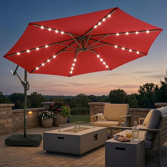 wikiwiki 10ft Solar LED Patio Umbrella by WikiwikiPatioUmbrellas