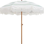 AMMSUN Boho Fringe Umbrella Outdoor Patio, 6.5ft UPF50+ Picnic Umbrella by AMMSUN