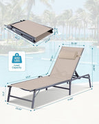 4 Pack Foldable Chaise Lounge Chair - Image 3