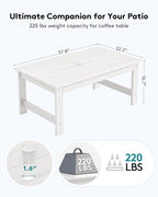 SERWALL HDPE Patio Coffee Table, Rectangle Outdoor Coffee Table, All-Weather - Image 3