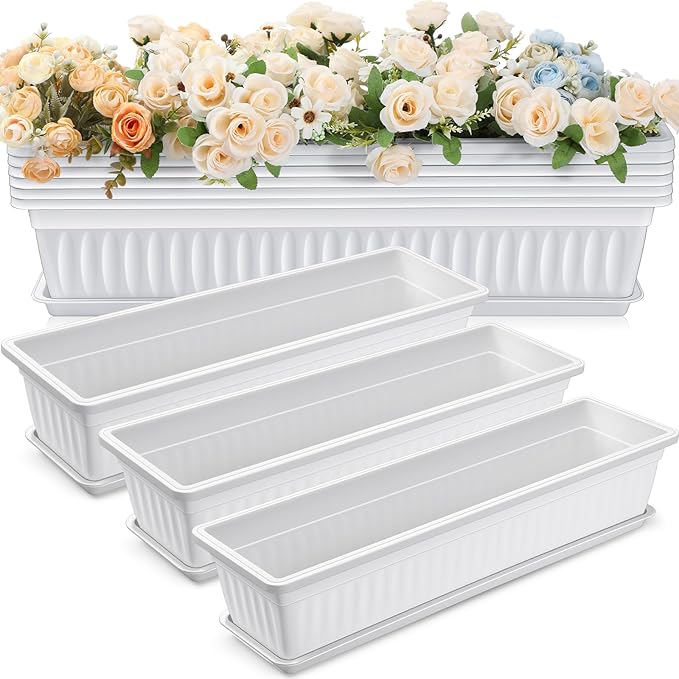 6 Packs 27 Inch Window Flower Box Extra Large Window Sill Herb Garden Long by FillTouch