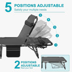 ABORON Chaise Lounge Chair, 5 Positions Padded Outdoor Tanning Chair, Heavy - Image 4