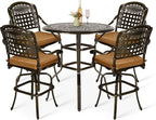 VIVIJASON 5-Piece Patio Swivel Bar Stools Set, All Weather Outdoor Cast by VIVIJASON