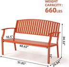Outdoor Bench Weatherproof Aluminum Patio Garden Bench, Patio Loveseat - Image 2