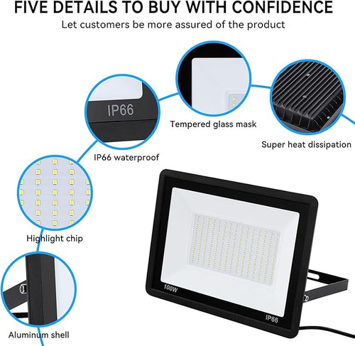4Pack-100W LED Flood Light Outdoor, 11000lm LED Work Light - Image 2