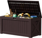 JUMMICO 120 Gallon Resin Deck Box, Large Outdoor Storage Box Waterproof & by JUMMICO