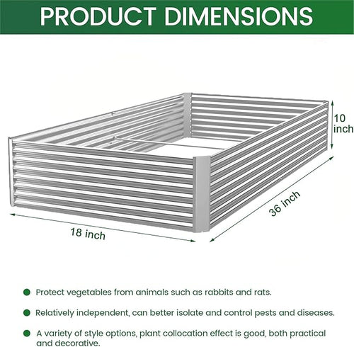 3 Pack Corrugated Galvanized Steel Raised Garden Bed Outdoor, Metal Above - Image 2
