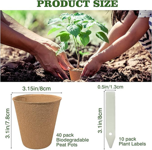 40Pcs 3.15 Inch Peat Pots, Biodegradable Eco-Friendly Round Plant Seedling - Image 2