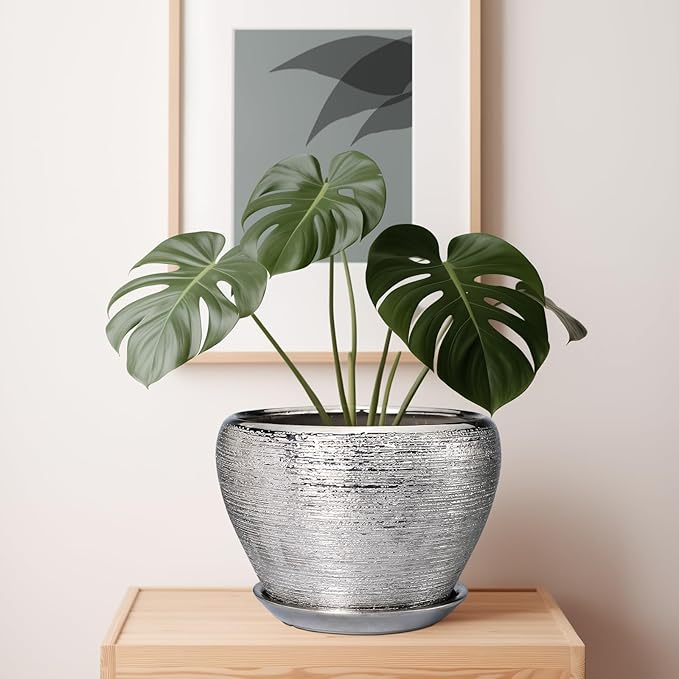Flower Pot - 10 Inch Planter - Indoor/Outdoor Decorative Mid-Century Planter - - Image 6