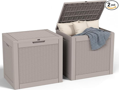 32 Gallon Outdoor Storage Box, Large Resin Deck Box by Unknown