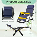 Suteck Oversized Zero Gravity Chair, 29In XL Outdoor Recliner Chair w/Removable - Image 2