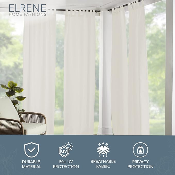Elrene Home Fashions Matine Weatherproof Tab-Top Indoor/Outdoor Solid Color - Image 2